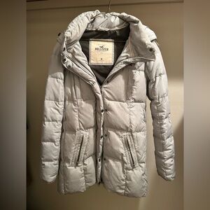 Hollister Gray Jacket with faux fur lined detachable hood